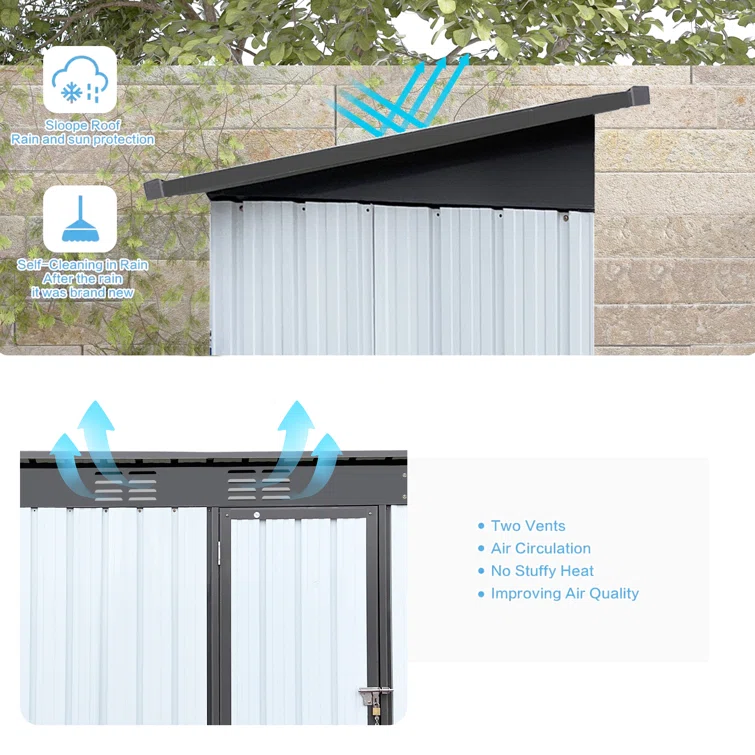 5' x 3' Outdoor Metal Storage Shed, Outdoor Storage with Single Lockable Door, Tool Shed