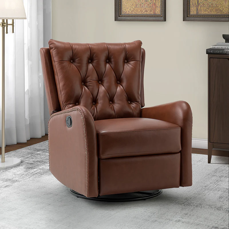 Francisco Genuine Leather Manual Swivel Recliner
