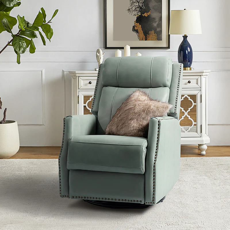 Epimetheus Genuine Leather Manual Swivel Recliner