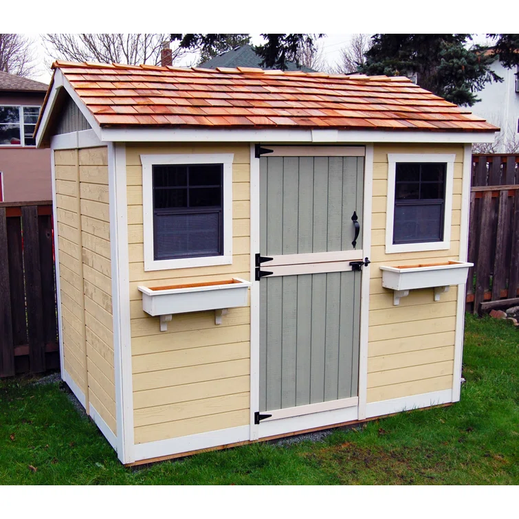 9 ft. W x 6 ft. D Cabana Cedar Wood Garden Shed