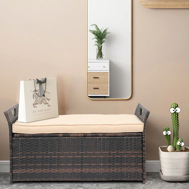 Winado 41.7'' W 33 Gallons Wicker Storage Bench