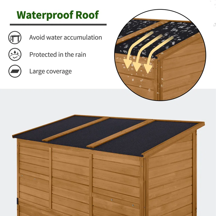 5 ft. W x 2 ft. D Outdoor Storage Shed with Double Lockable Doors and Waterproof Asphalt Roof
