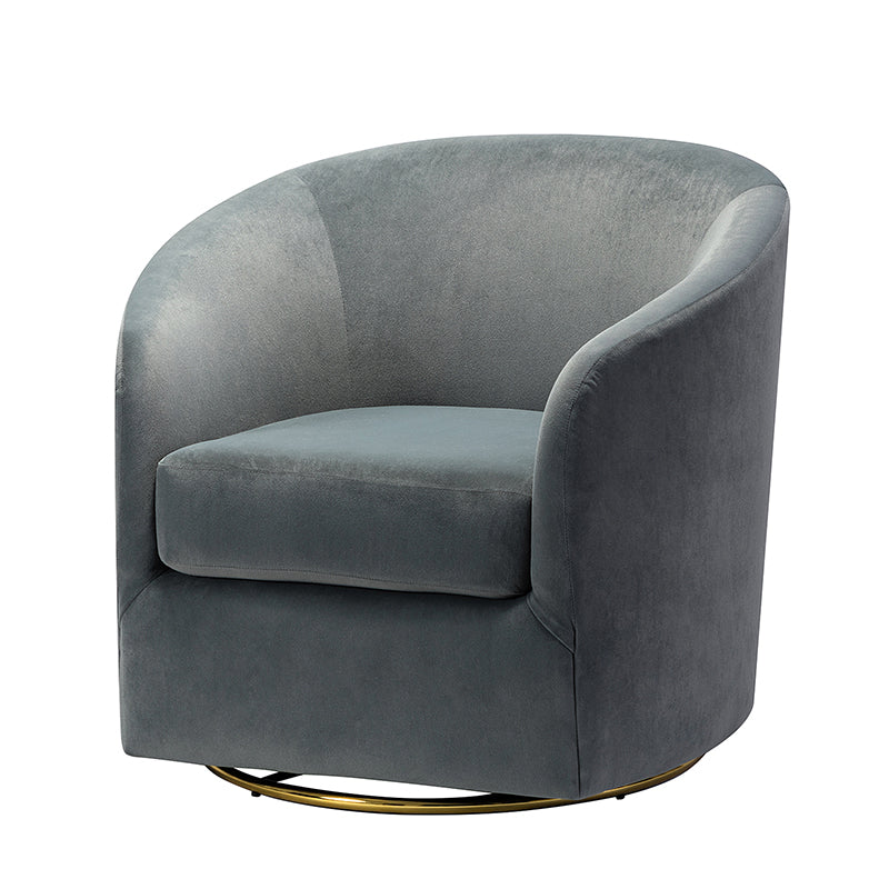 Emanuela Velvet Swivel Barrel Armchair