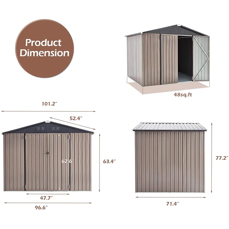 8 ft. W x 6 ft. D Metal Storage Shed
