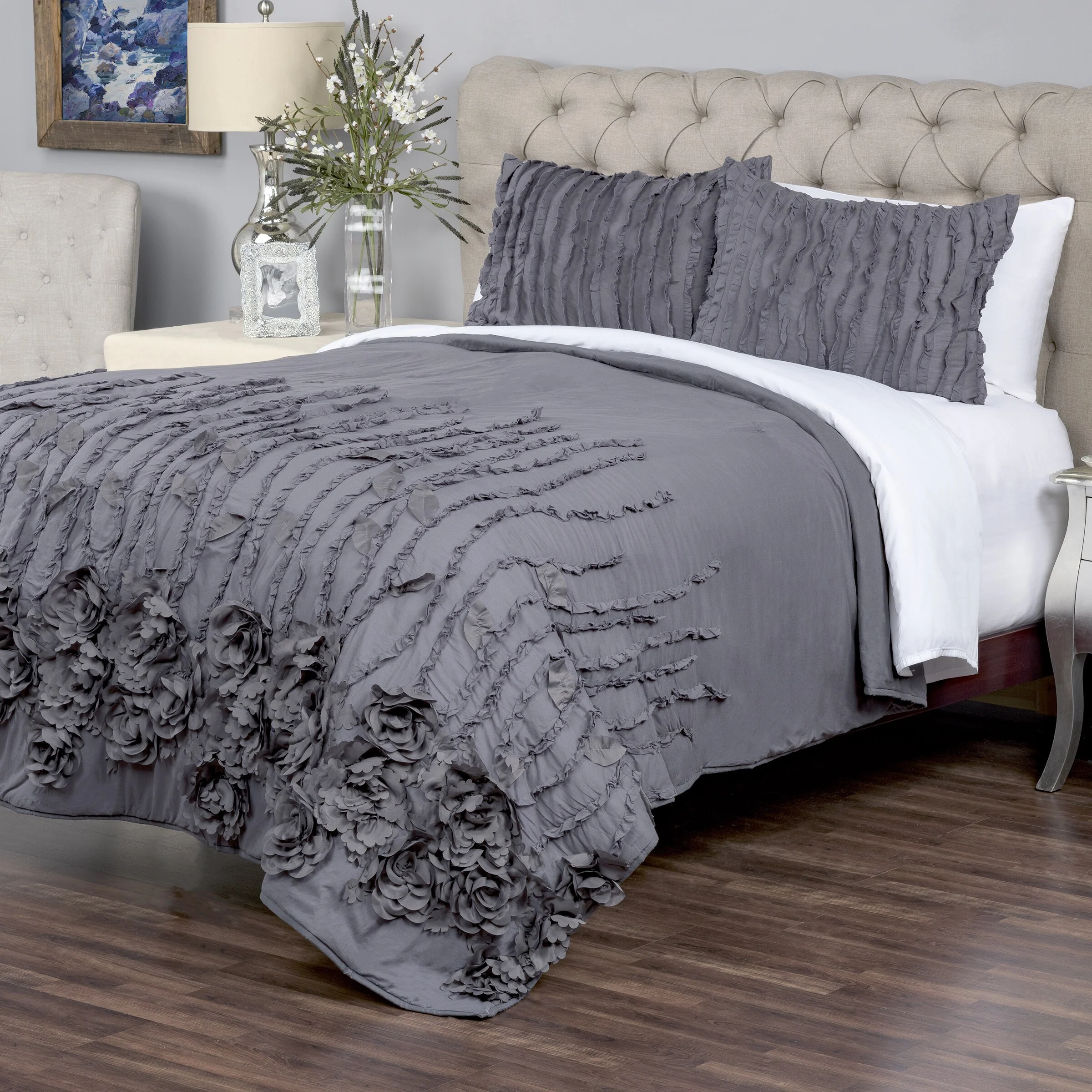 Kalyana Graphite Cotton 2-piece Sham Set by Arden Loft
