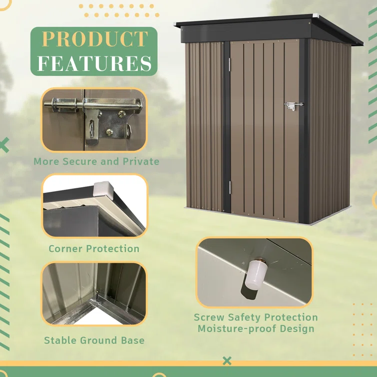5 ft. W x 3 ft. D Metal Storage Shed