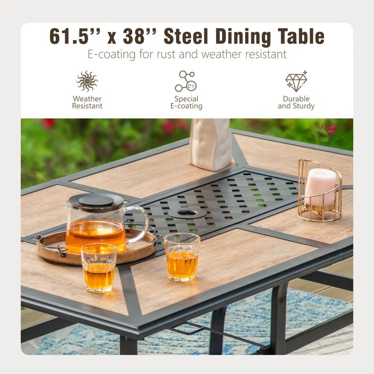 Alyah 6 - Person Rectangular Outdoor Dining Set