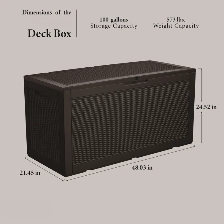 WORACO 21.46'' W 100 Gallons Water Resistant Resin Lockable Deck Box