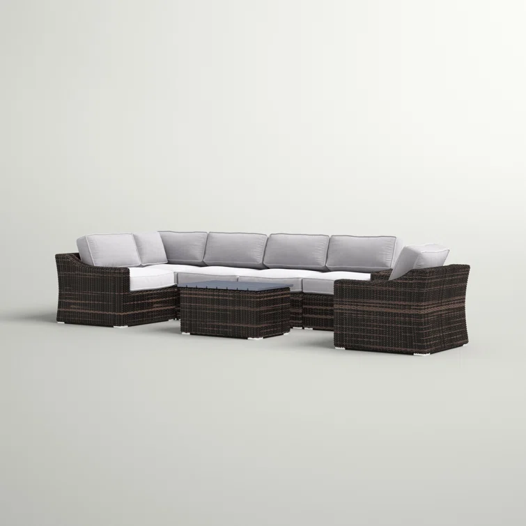 Dayse Fully Assembled 5 - Person Seating Group with Cushions |All-weather wicker sectional