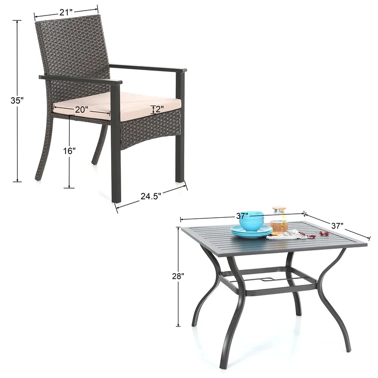 Argyri 4 - Person Square Outdoor Dining Set with Cushions