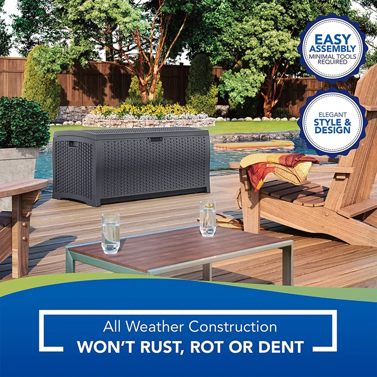 Suncast 21.5'' W 73 Gallons Water Resistant Plastic Lockable Deck Box in Black<!-- --> <!-- -->(Set of 2)