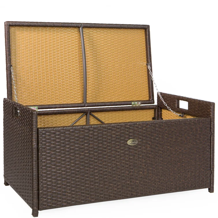 Barton 40'' W 60 Gallons Water Resistant Wicker Storage Bench in Brown
