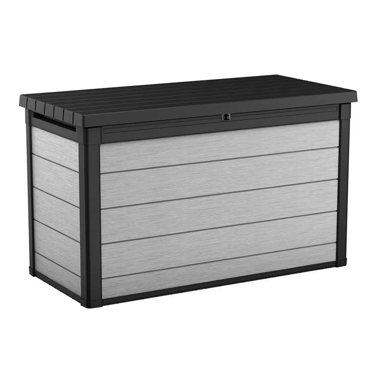 Keter Denali 200 Gallon Durable Resin Outdoor Storage and Organization Deck Box Ideal For Garden Patio Furniture and Supplies, Grey