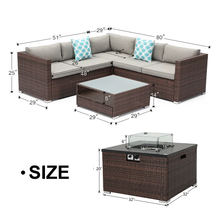 Sabine 5 - Person Outdoor Seating Group with Cushions