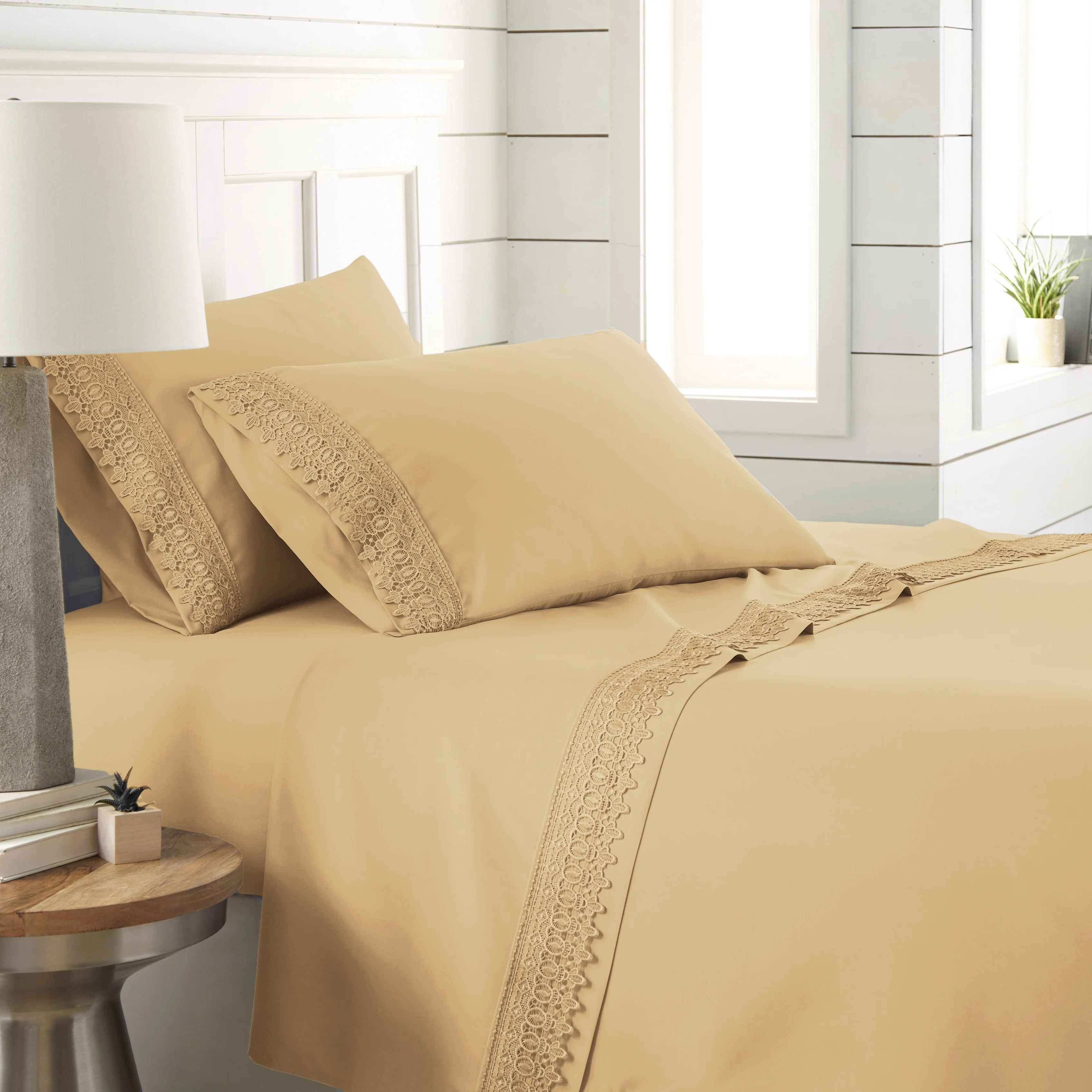 Vintage Crochet Lace Hem Extra Deep Pocket Sheet