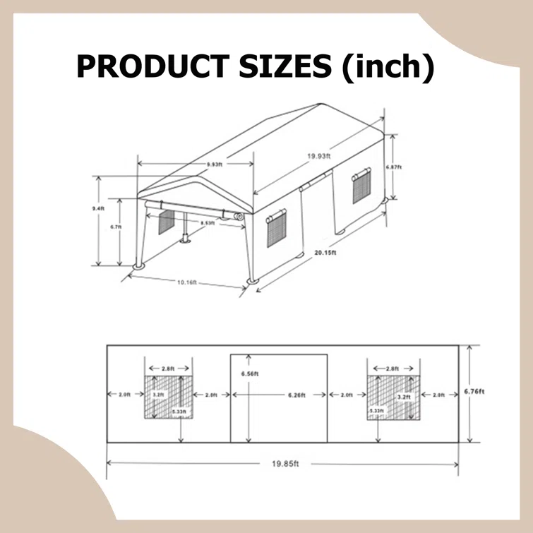 10 ft. W x 20 ft. D Polypropylene Garage Shed