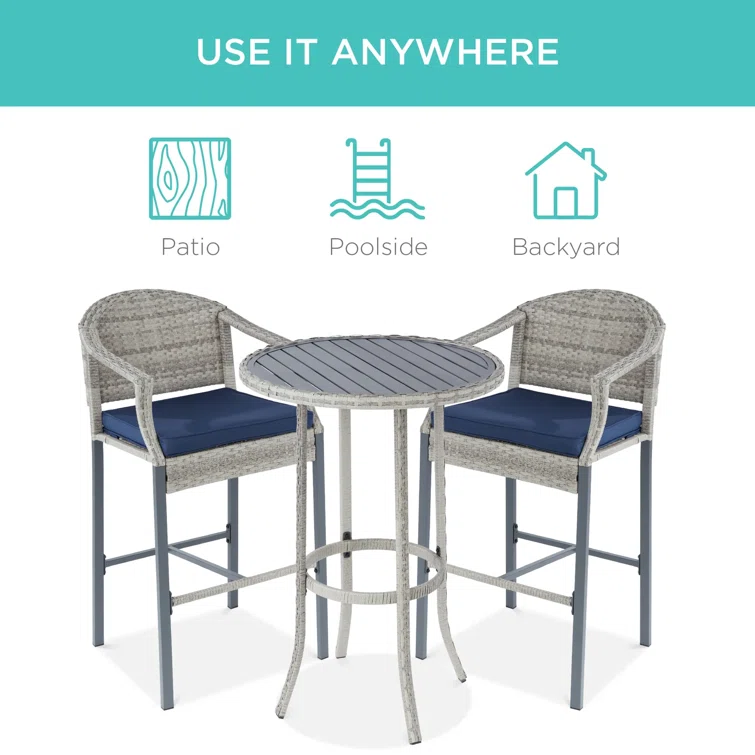 Deodar 2 - Person Round Outdoor Dining Set with Cushions