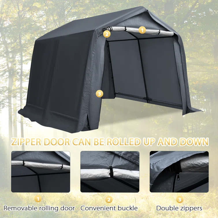 Erommy 10 ft. W x 10 ft. D Portable Bike Shed