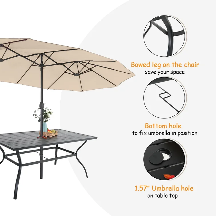 Alyah 6 - Person Rectangular Outdoor Dining Set with Cushions
