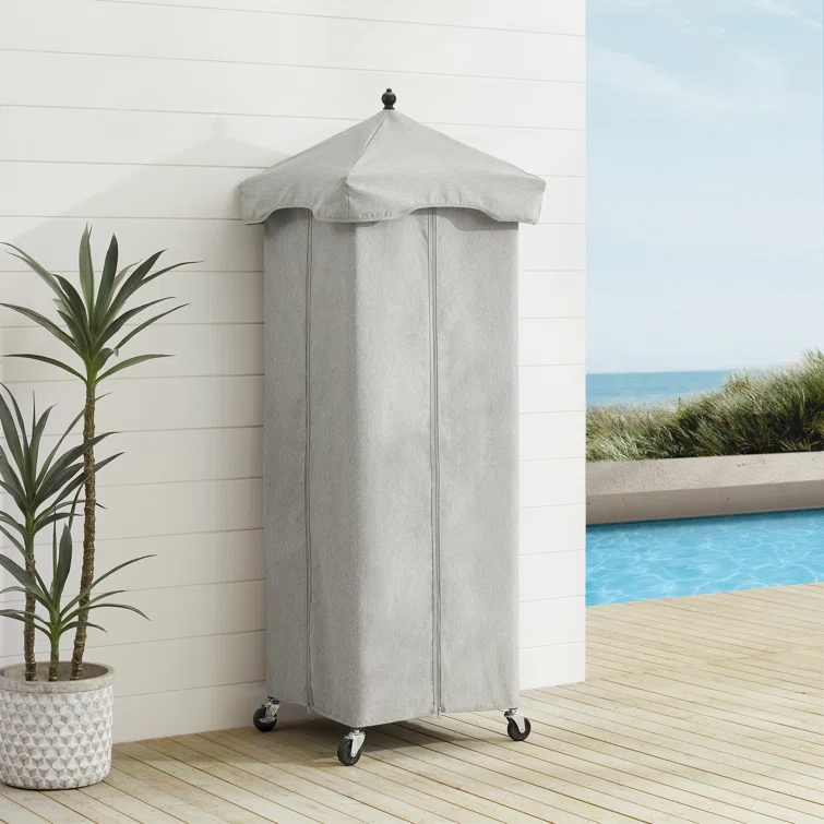 Crosley 26.25'' W 35 Gallons Water Resistant Metal Towel Valet with Wheels in Gray/Black