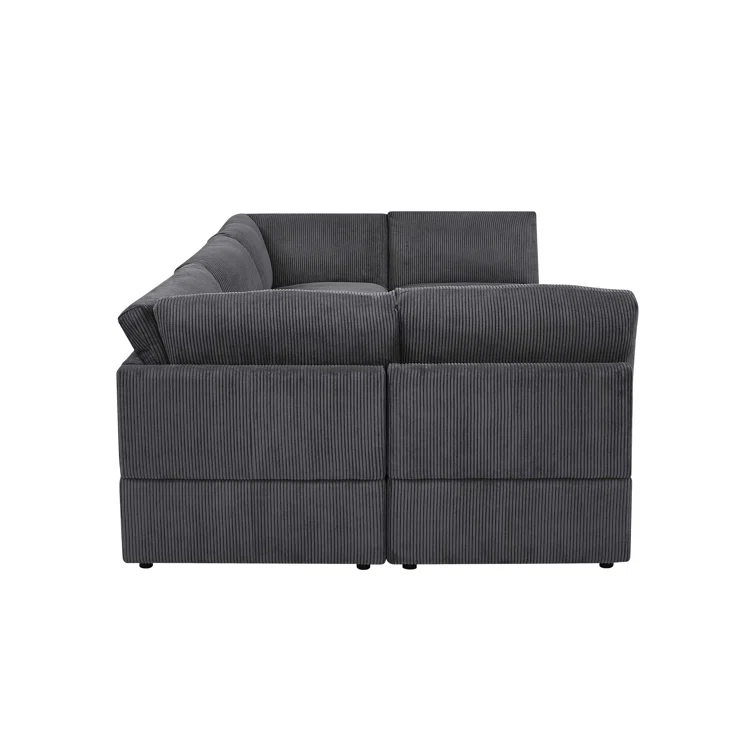 6 - Piece Corduroy Sectional