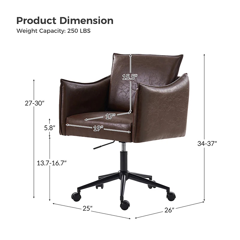Fabius Mid-Century Modern Height-Adjustable Swivel Office Chair