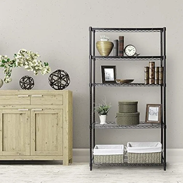 Monquisse 30'' W Metal Height -Adjustable Shelving Unit with Wheels