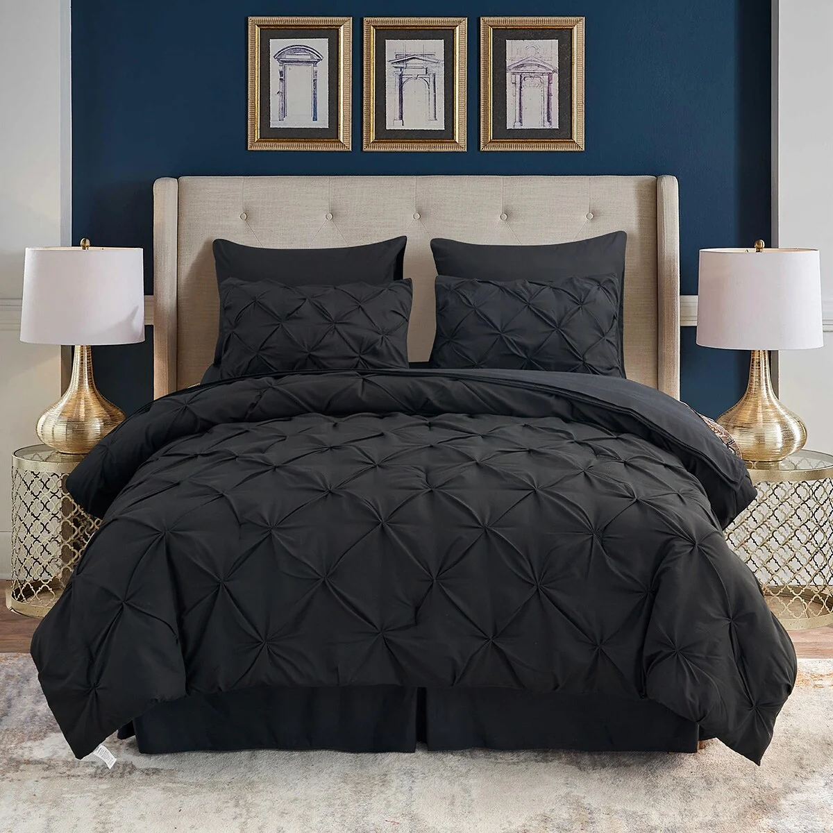 8 Piece Pintuck Comforter Set with Sheets