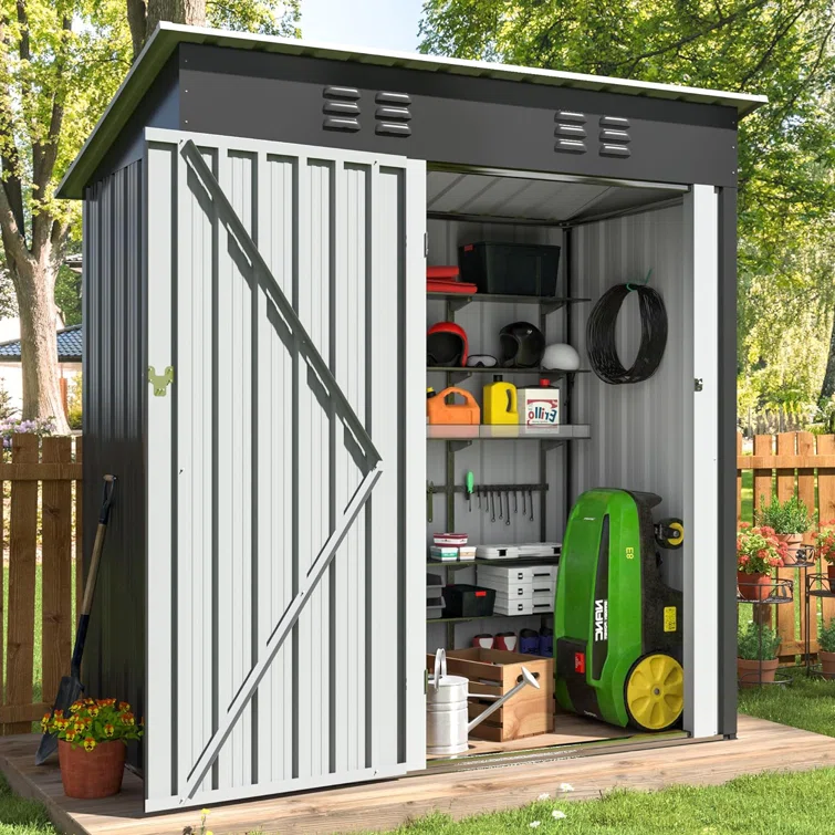 5 ft. W x 3 ft. D Metal Lean-To Tool Shed