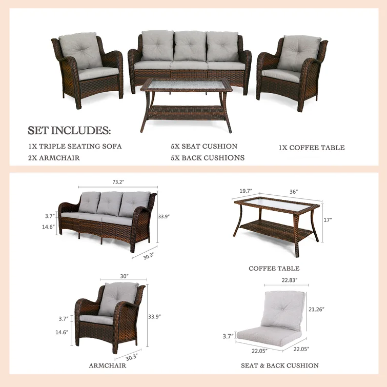 Altider 5 - Person Outdoor Seating Group with Cushions<!-- --> <!-- -->(Set of 4)