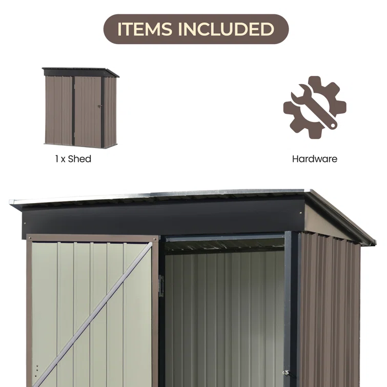 5 ft. W x 3 ft. D Aluminum Lean-to Storage Shed