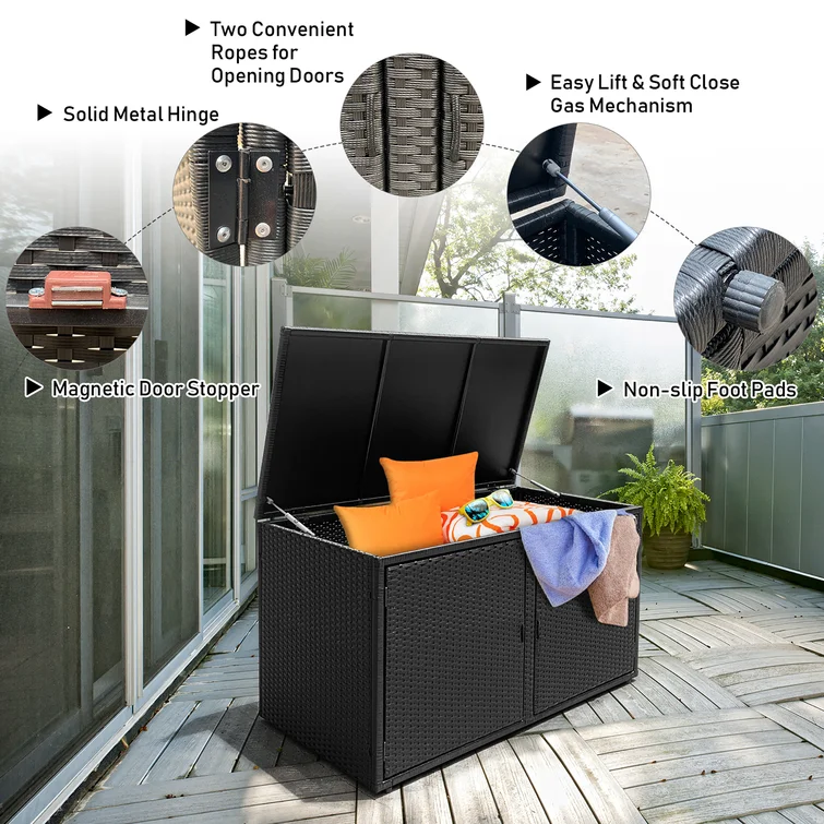 Costway 45'' W 88 Gallons Water Resistant Deck Box in Black