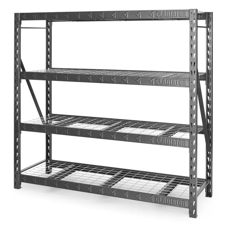 77" Wide Heavy Duty Rack With Four 24" Deep Shelves