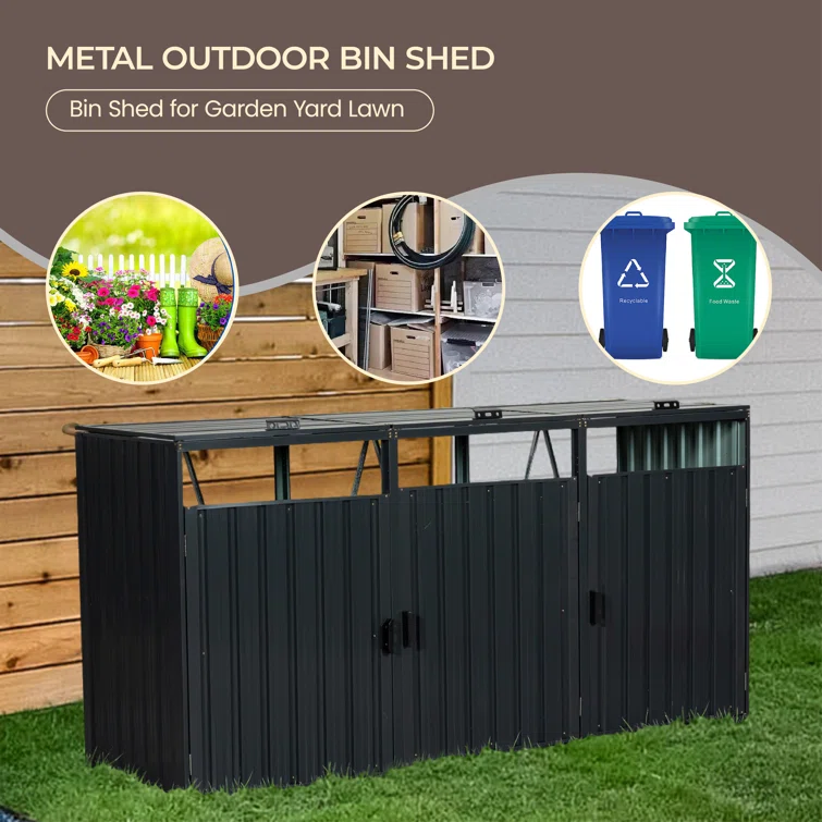 8 ft. W x 3 ft. D Stainless Steel Horizontal Garage Shed
