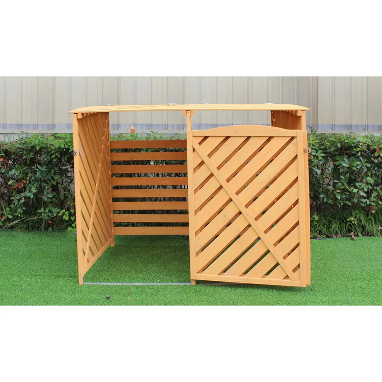 Hanover Outdoor 4.88 ft. x 3.01 ft. Wooden Trash Bin and Recyclables Storage Shed