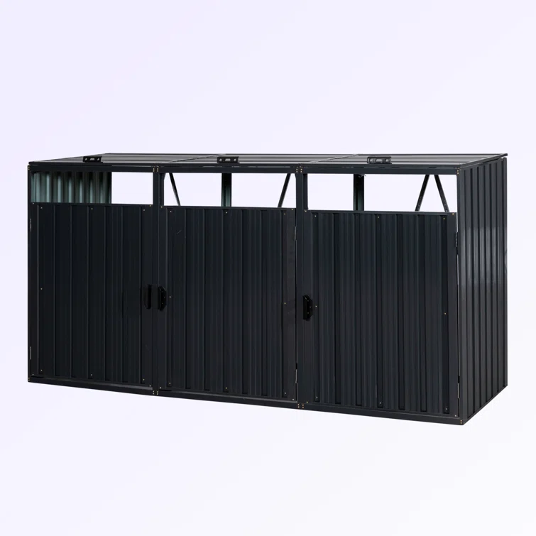 8 ft. W x 3 ft. D Metal Horizontal Garbage Shed