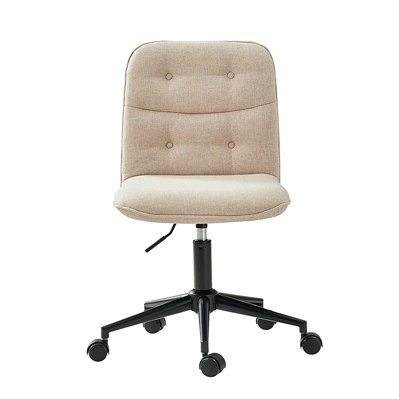 Leonhard Upholstered Swivel Task Chair: Plush Velvet Feel with Linen-Inspired Fabric, Adjustable Height, and Wheels