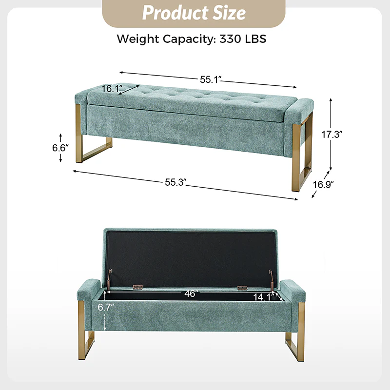 Flora Modern Upholstered Flip Top Storage Bench