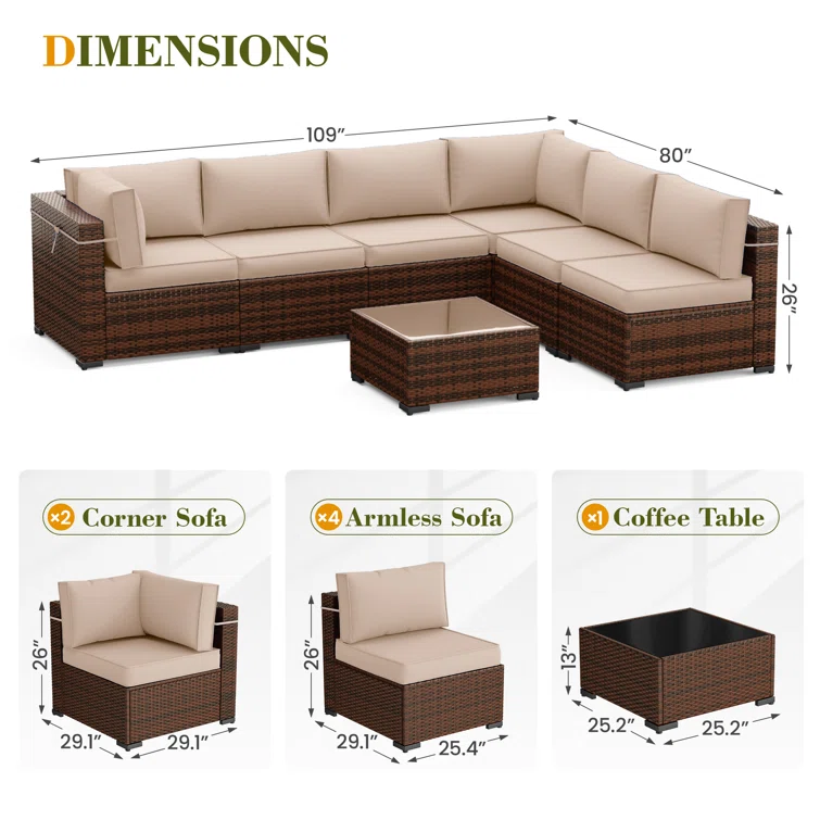 6 - Person Outdoor Seating Group with Cushions