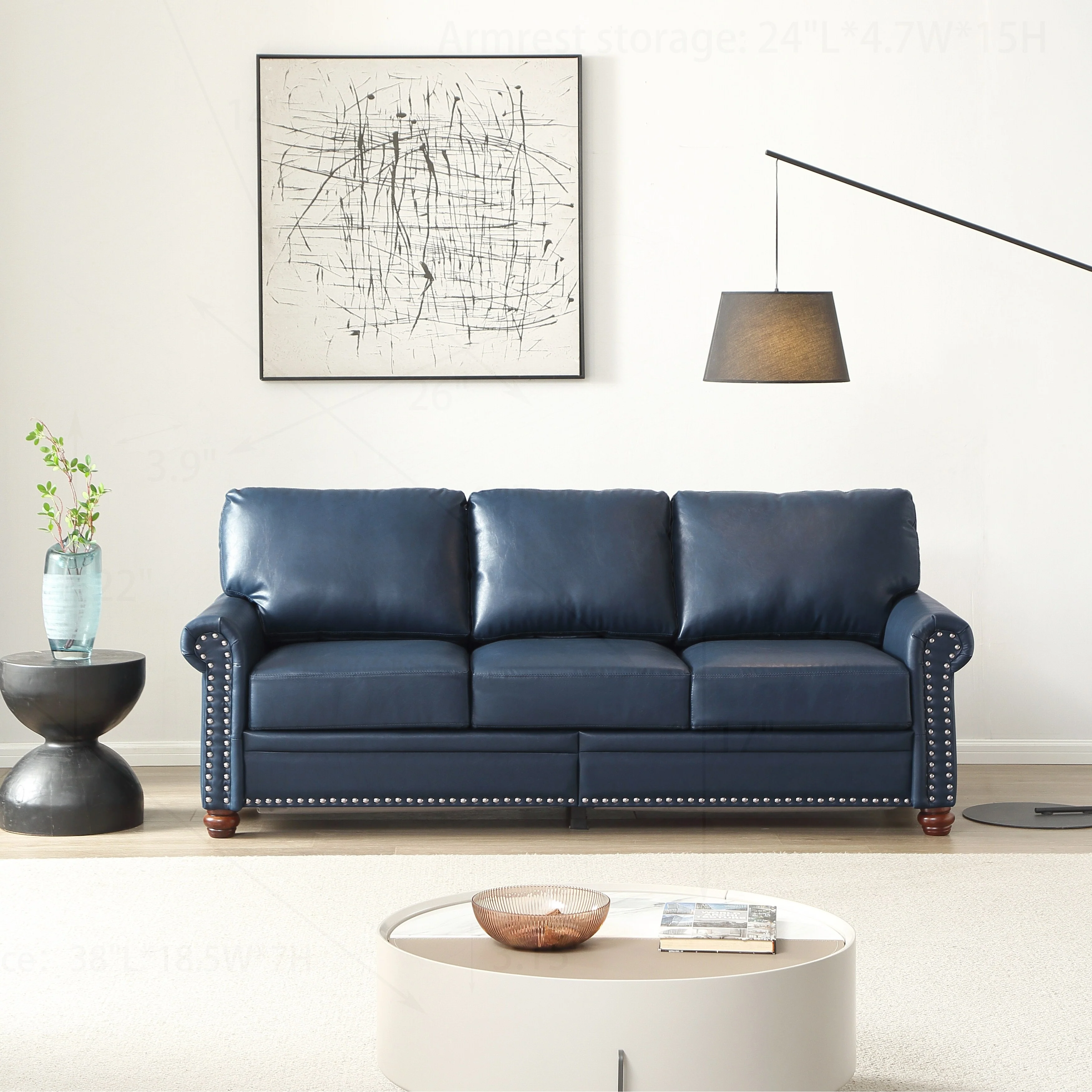 Luxurious Faux Leather Sofa with Storage and Sturdy Construction for Comfortable Seating