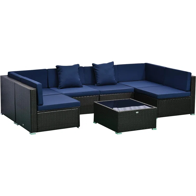 Merton 7-Piece Patio Furniture Sets Outdoor Rattan Conversation Sets