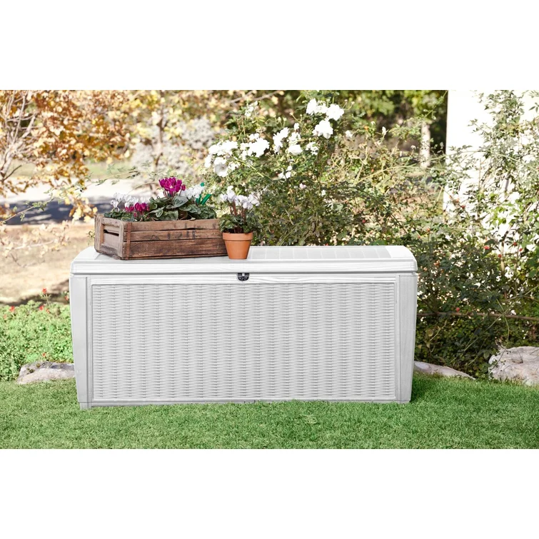 Keter Sumatra 135 Gallon Large Durable Resin Outdoor Storage and Organization Deck Box Ideal For Garden Patio Furniture and Supplies
