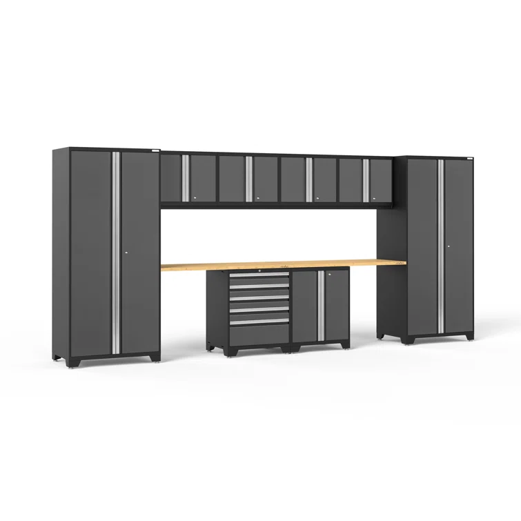 Pro 3.0 Series 10 Piece Garage Storage Cabinet Set with Worktop