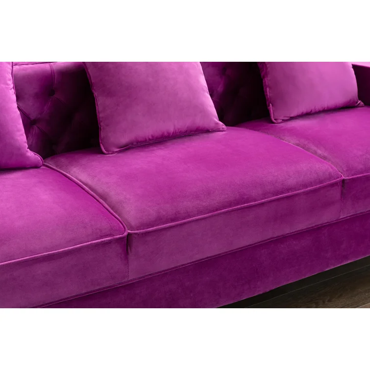 Zaida 104" Velvet Square Arm Chesterfield Upholstered Sofa