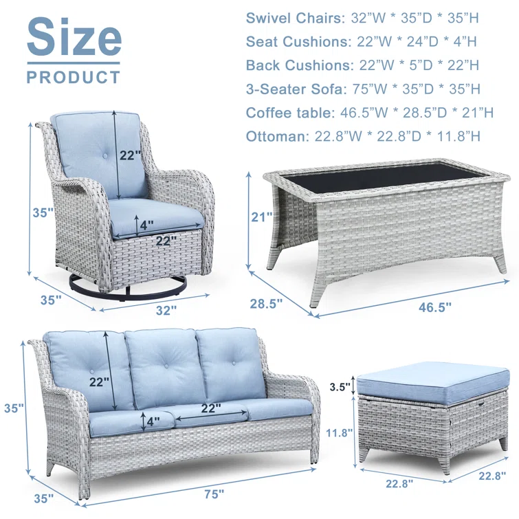 5 - Person Outdoor Seating Group with Cushions