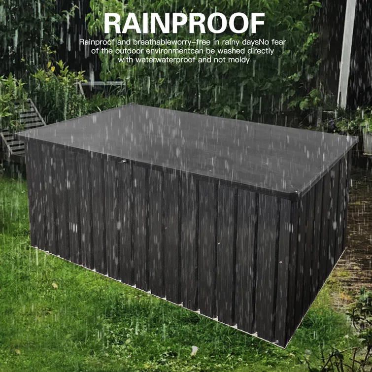 Primestok 344 Gallons Water Resistant Metal Lockable Deck Box with Lock in Black