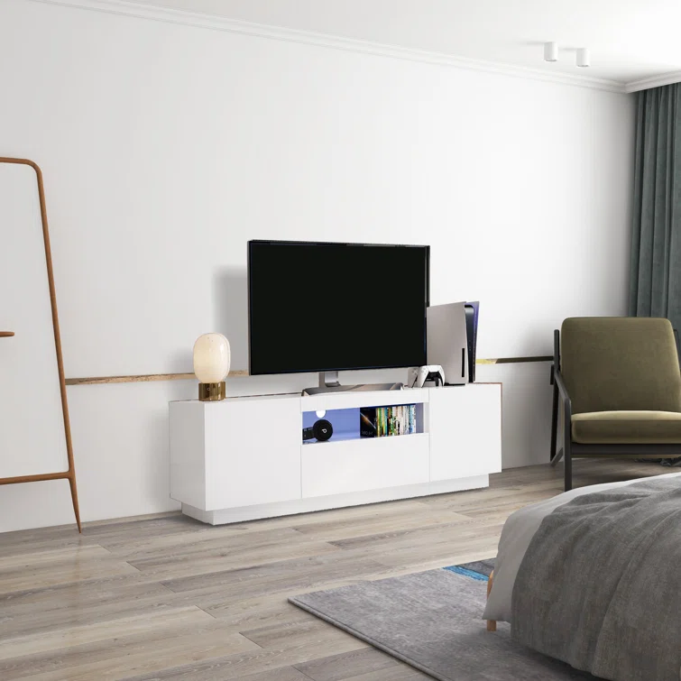 Brascom Media Console TV Stand For TVs Up To 70