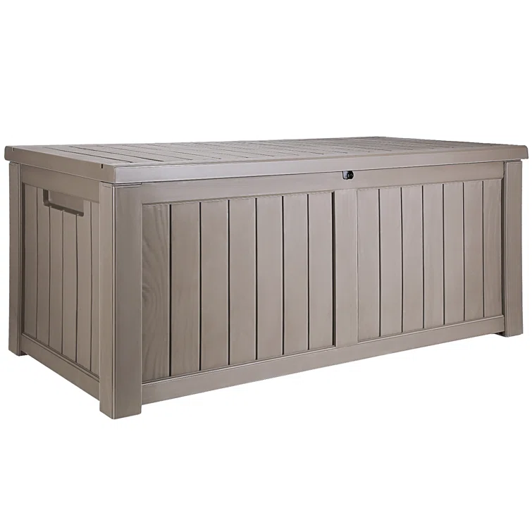 VEVOR 48'' W 120 Gallons Water Resistant Polypropylene Lockable Deck Box in Brown