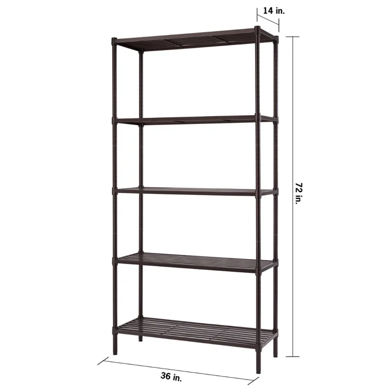 36" W x 14" D x 72" H 5 Tier Slat Shelving