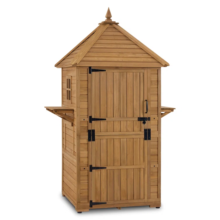 3 ft. W x 3 ft. D Large Outdoor Storage Shed with Lockable Door and Double Foldable Tables